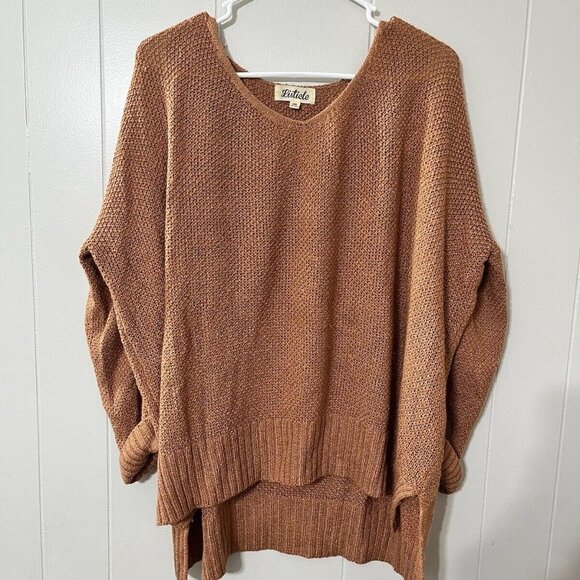 Listicle Womens Burnt Orange Wide Sweater Crew Neck Long Sleeve Size M EUC - Picture 2 of 12
